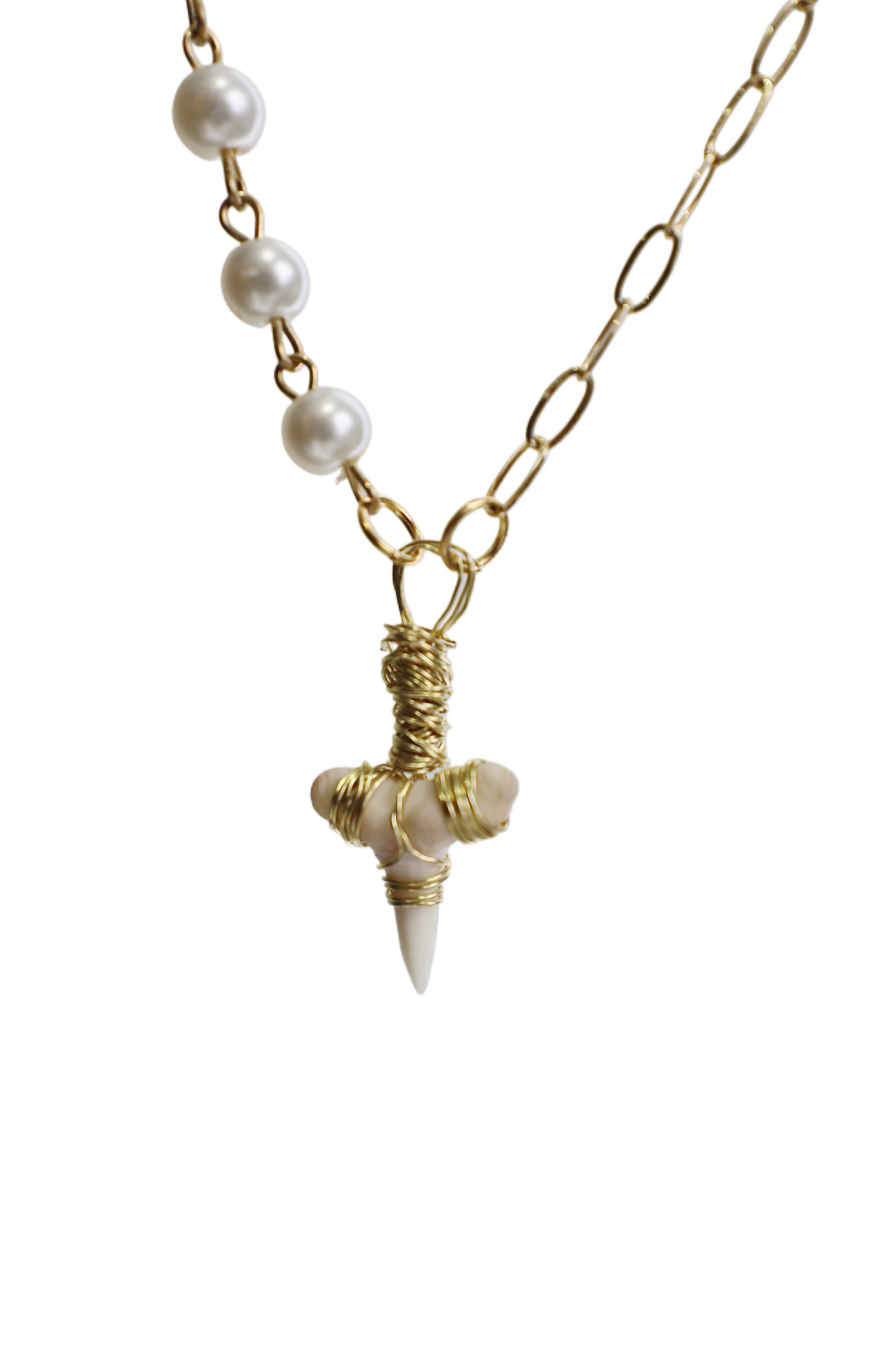 Gold Paper Clip Chain/Pearl Necklace