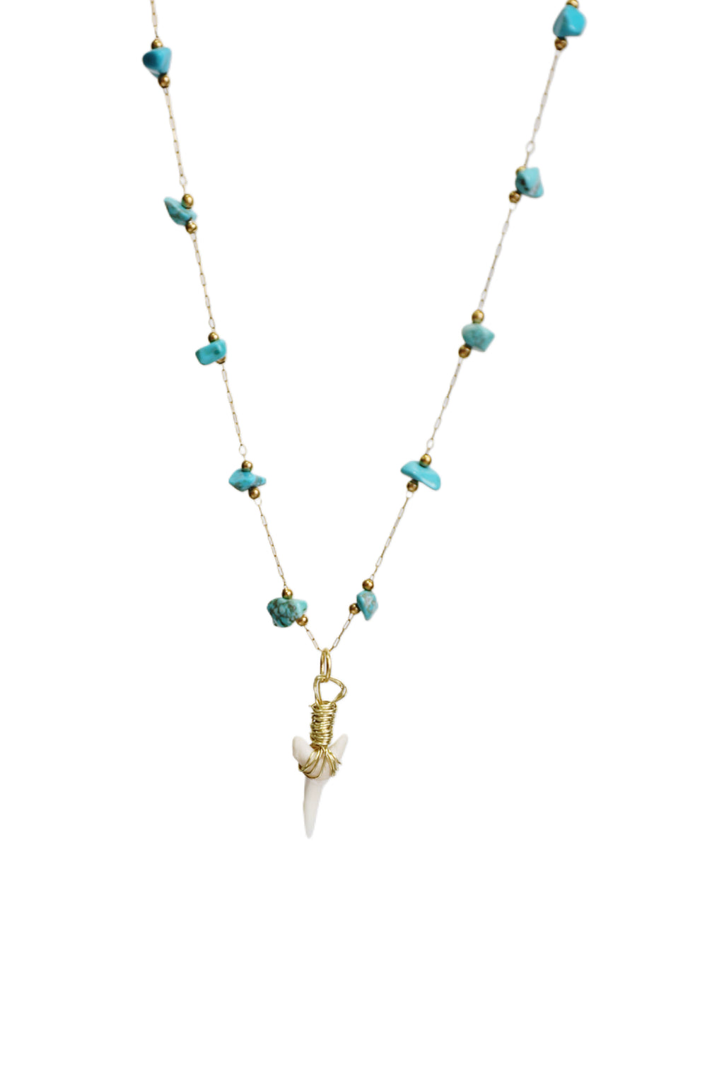 Blue Crystal Shark Tooth Necklace