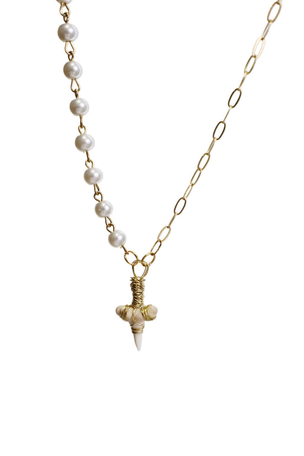 Gold Paper Clip Chain/Pearl Necklace