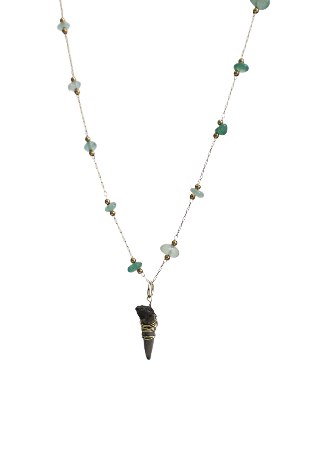 Light Blue Crystal Shark Tooth Necklace
