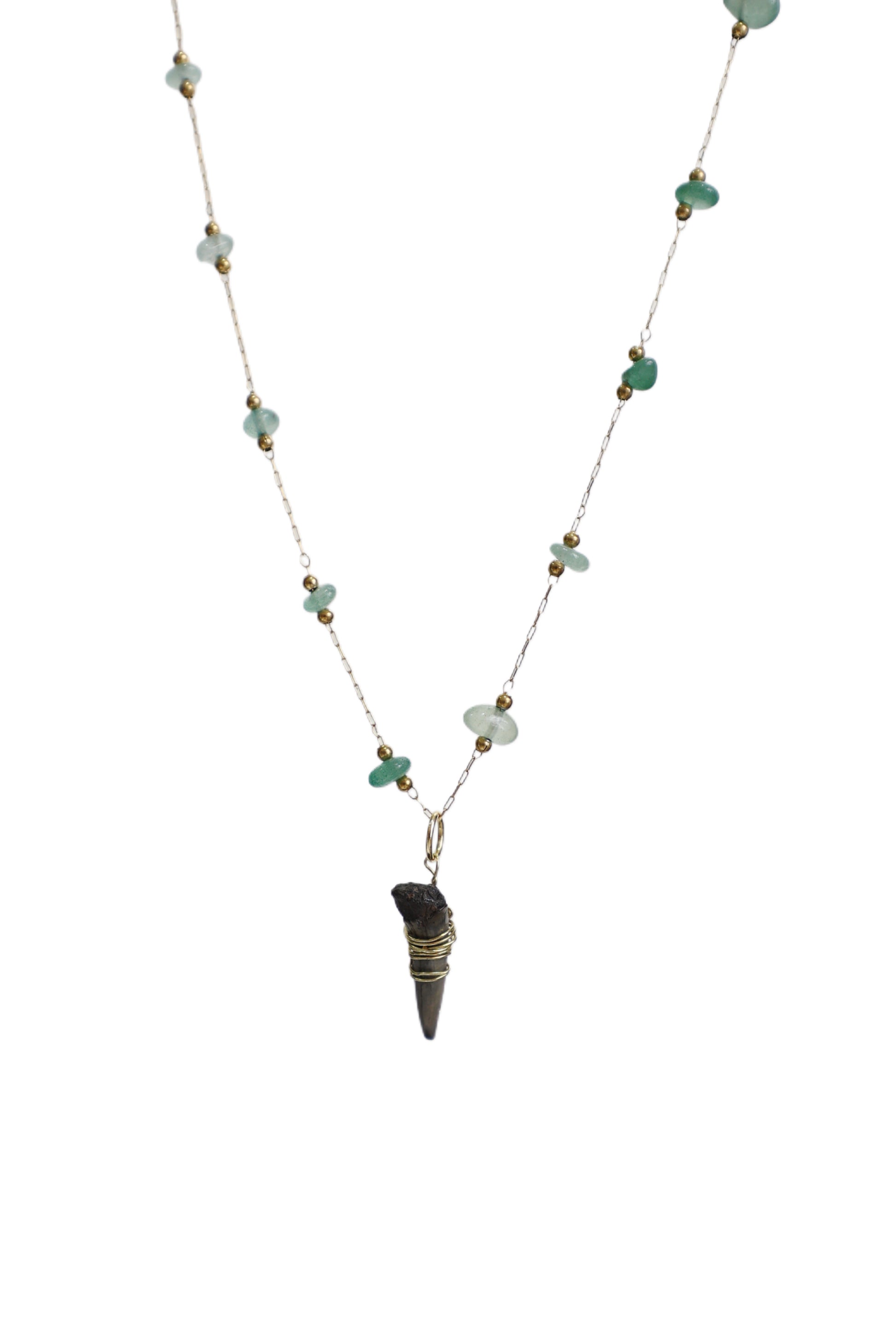 Light Blue Crystal Shark Tooth Necklace