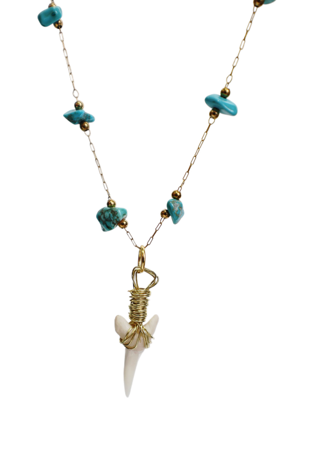 Blue Crystal Shark Tooth Necklace