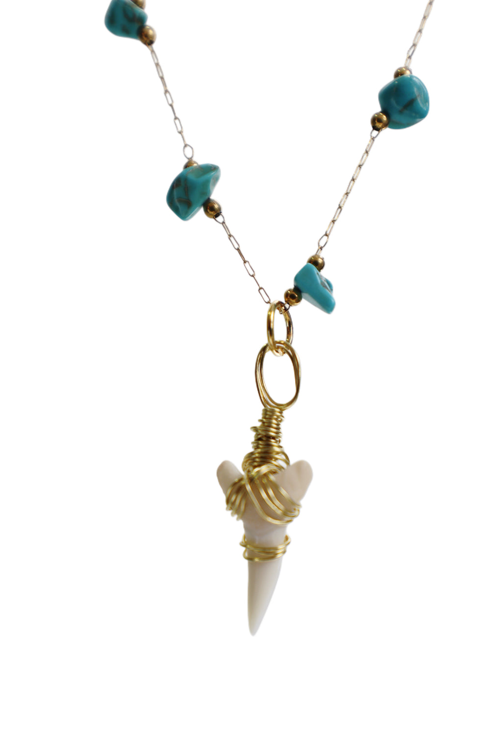 Blue Crystal Shark Tooth Necklace