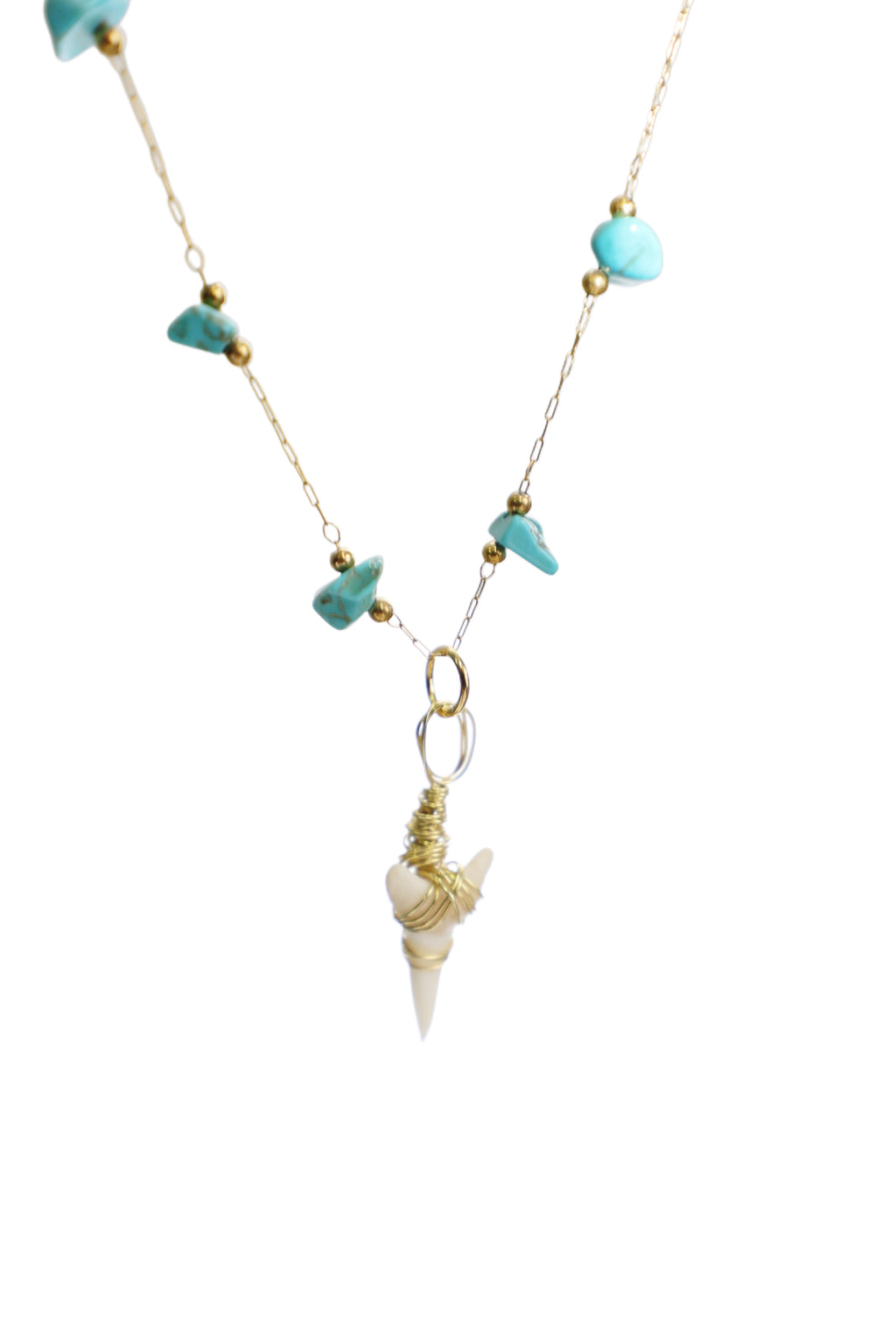 Blue Crystal Shark Tooth Necklace