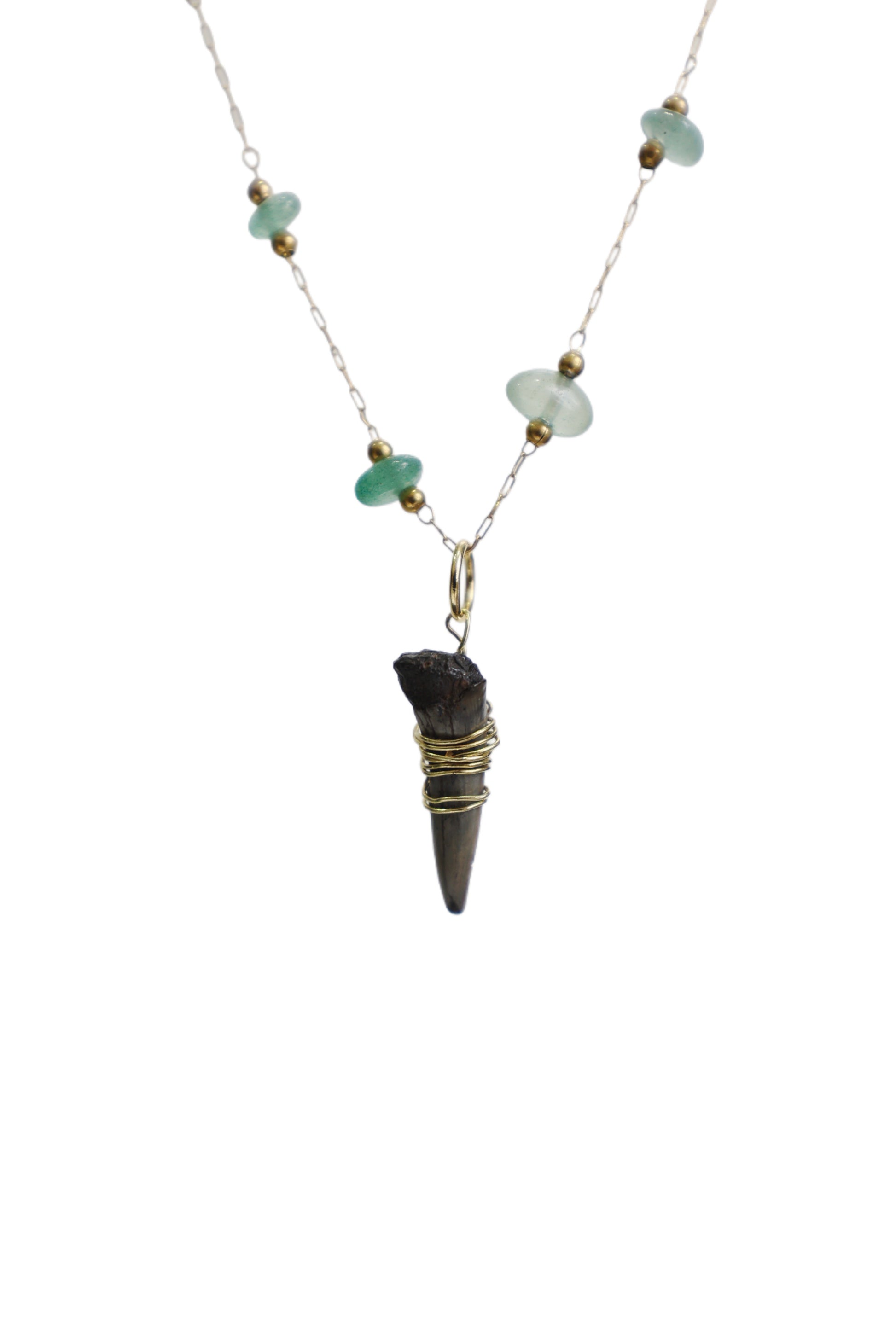 Light Blue Crystal Shark Tooth Necklace